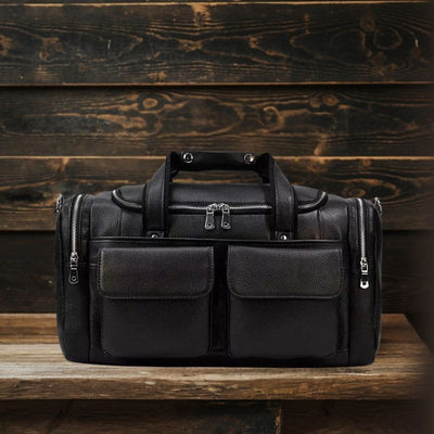 Charleroi™ | Black Leather Duffle Bag