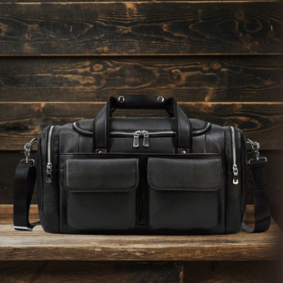 Charleroi™ | Black Leather Duffle Bag