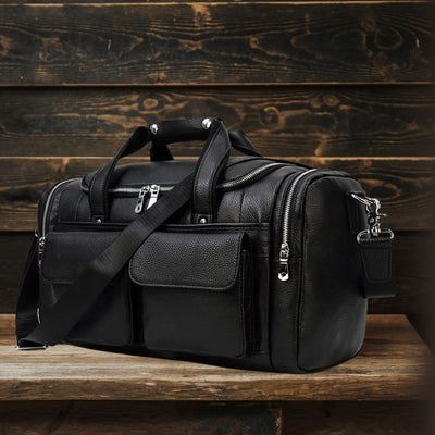 Charleroi™ | Black Leather Duffle Bag