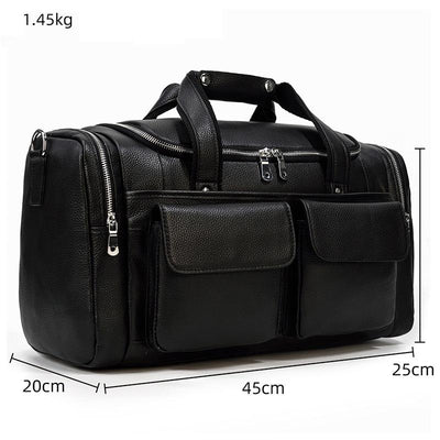 Charleroi™ | Black Leather Duffle Bag