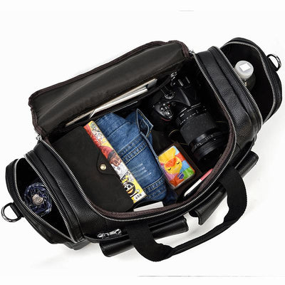 Charleroi™ | Black Leather Duffle Bag