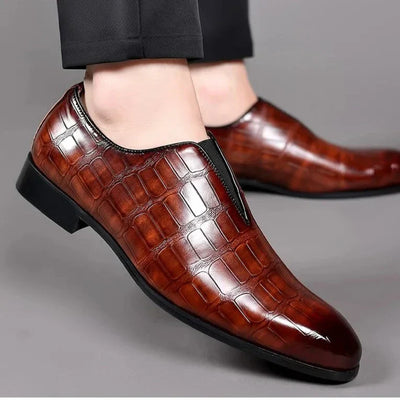 George | Stylish Stone Pattern Slip-on Leather Loafers