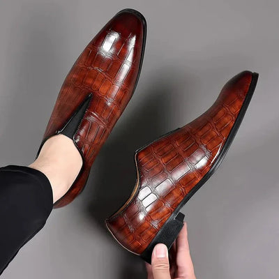 George | Stylish Stone Pattern Slip-on Leather Loafers