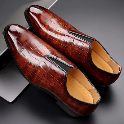 George | Stylish Stone Pattern Slip-on Leather Loafers