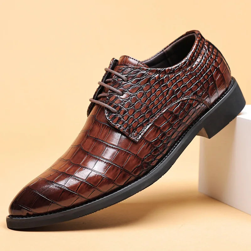 Lauren | Stylish Crocodile Pattern Leather Shoes