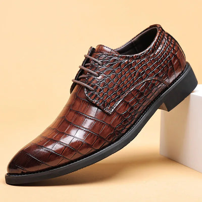 Lauren | Stylish Crocodile Pattern Leather Shoes